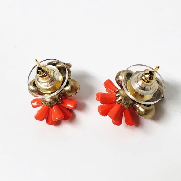 Upcycled Coral Flower & Crystal Earrings - Picture 4 of 7